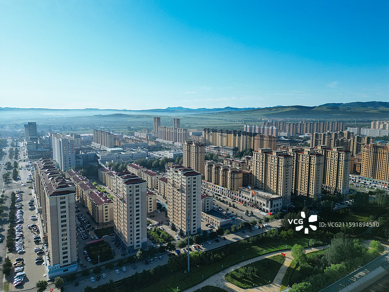 敖汉旗 新惠镇 石虎山 新惠路 新北村 航拍图片素材