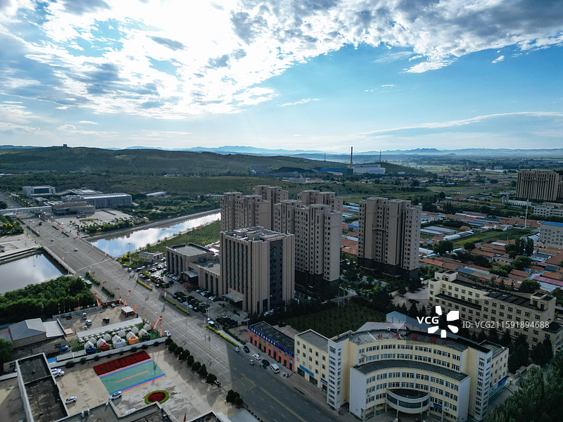 林西县 灵溪镇 西山 航拍 地标图片素材