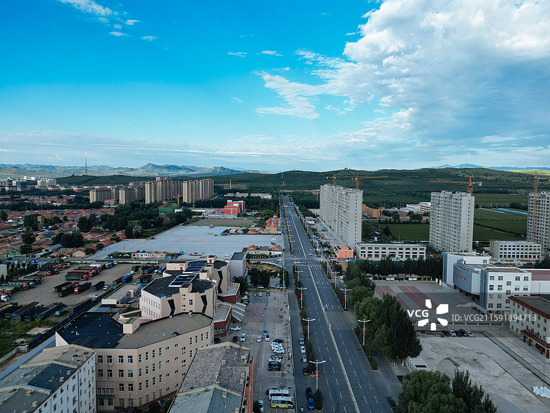 林西县 灵溪镇 西山 航拍 地标图片素材