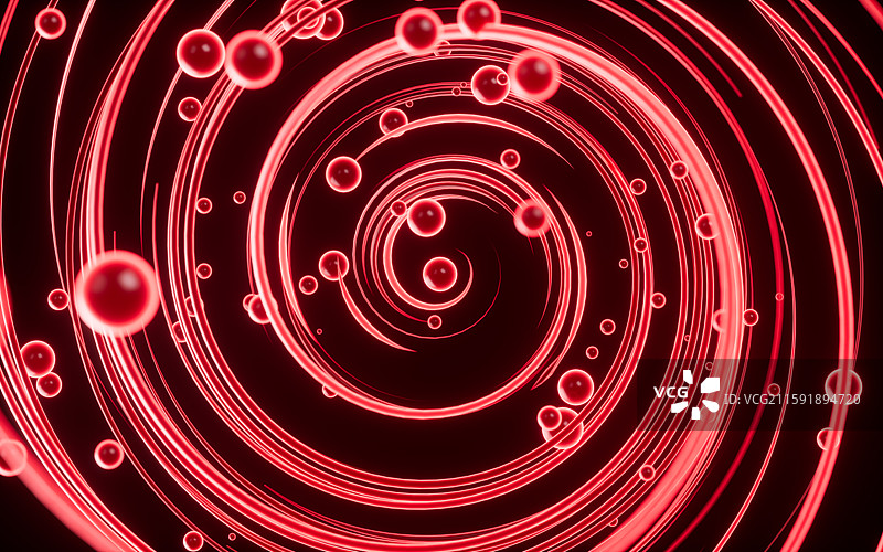 抽象曲线和小球背景3D渲染图片素材