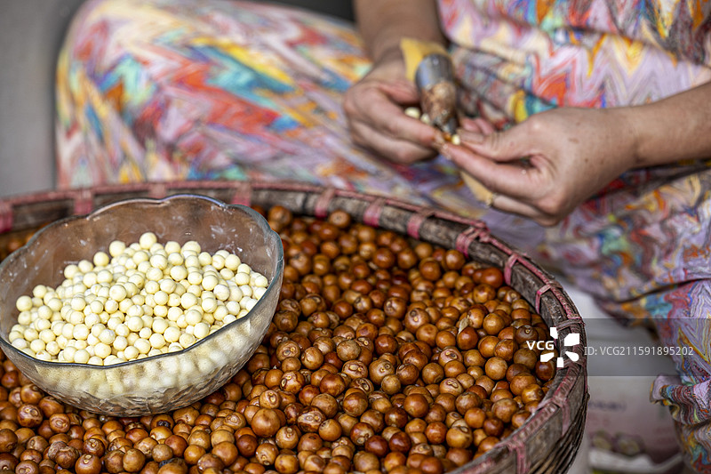 苏州葑门横街江南时令美食鸡头米（芡实）上市热卖图片素材