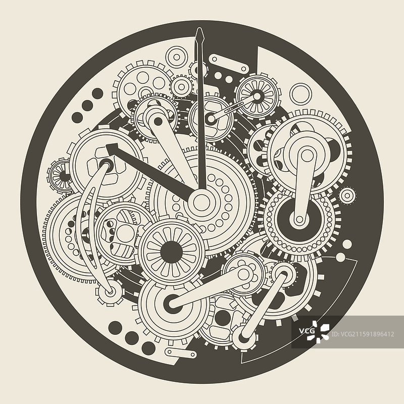 一个复杂的钟表机械设计，具有图片素材