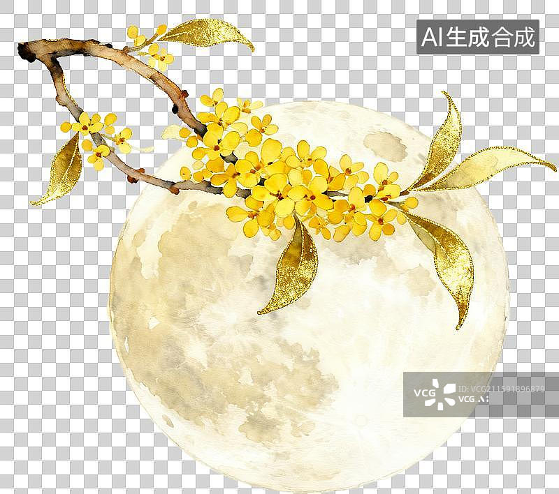 【AI数字艺术】国风中秋满月元素图片素材