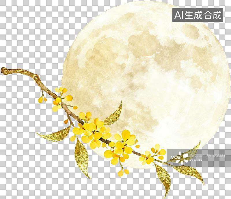 【AI数字艺术】国风中秋满月元素图片素材