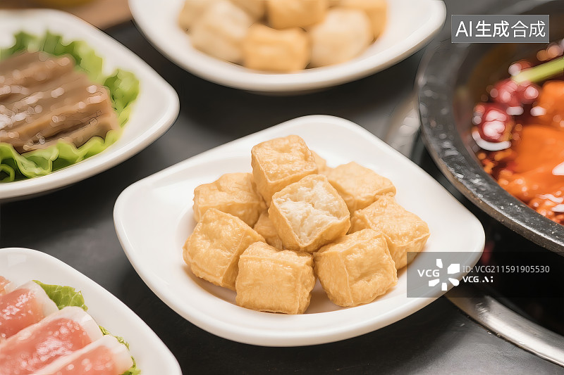 【AI数字艺术】美味的火锅食材，豆泡图片素材