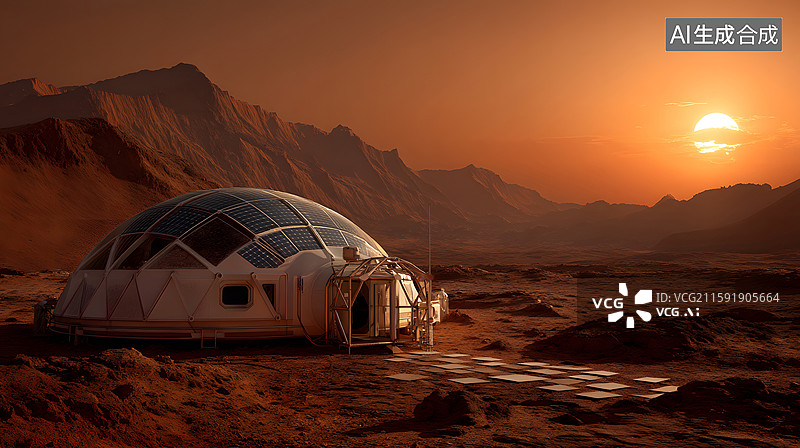 【AI数字艺术】火星探索居住设施图片素材