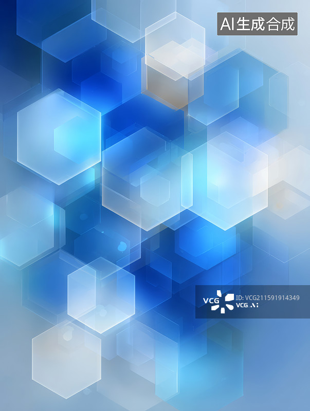 【AI数字艺术】蓝白六边形抽象科技背景图片素材