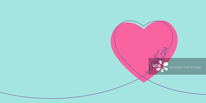 浅蓝色横幅上的粉色爱心图片素材