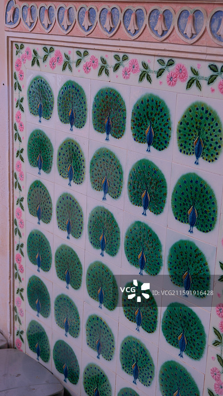 潮汕潮州“岭南第一侨宅”——陈慈黉故居陶瓷花纹装饰墙面图片素材