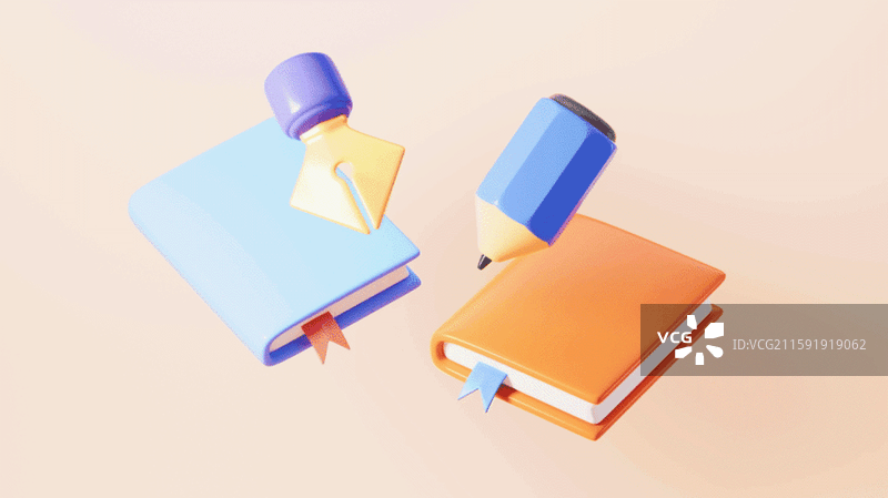 卡通钢笔铅笔书本等学习用品图片素材