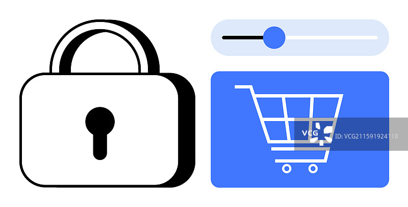 安全在线购物概念与锁定滑块图片素材