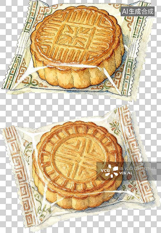 【AI数字艺术】中秋节日五仁月饼免抠插画元素图片素材