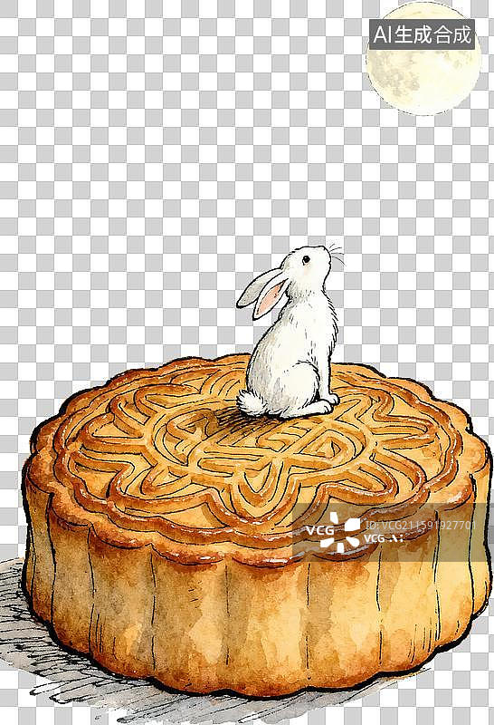 【AI数字艺术】中秋节日五仁月饼免抠插画元素图片素材