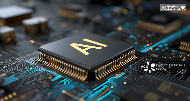 【AI数字艺术】人工智能大数据阵列，人工智能芯片超导处理器概念图片素材