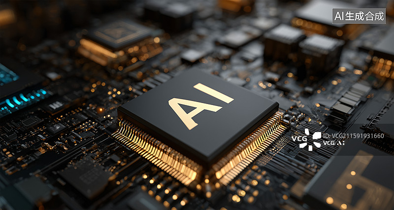 【AI数字艺术】人工智能大数据阵列，人工智能芯片超导处理器概念图片素材