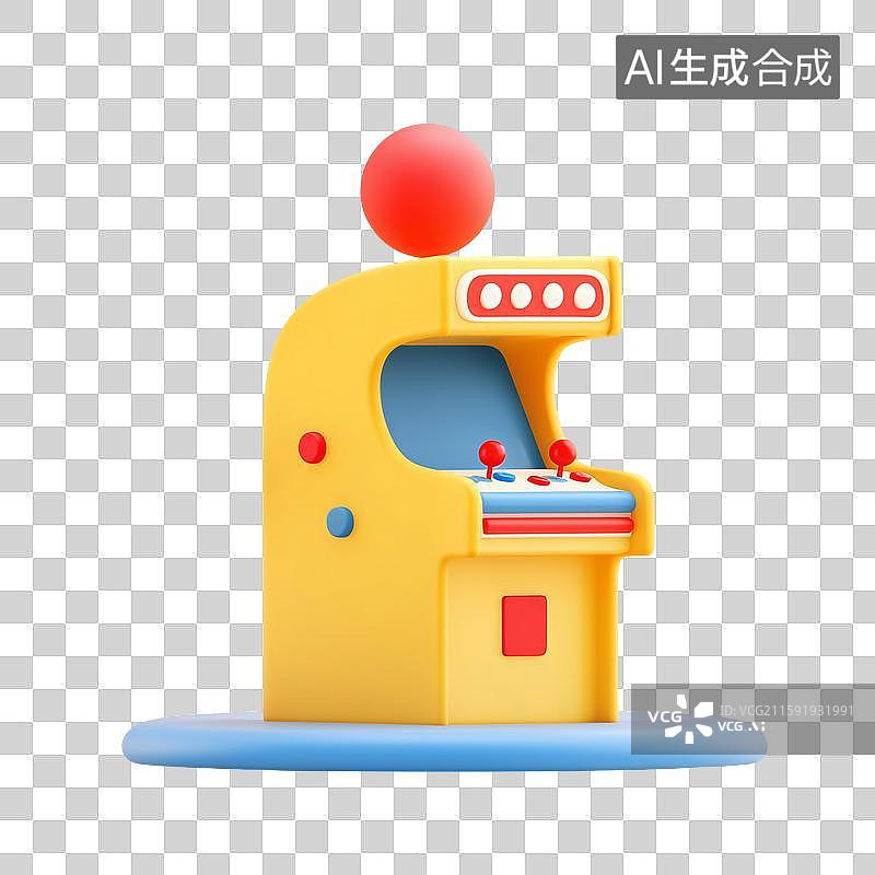 【AI数字艺术】3D卡通黄色游戏机图片素材