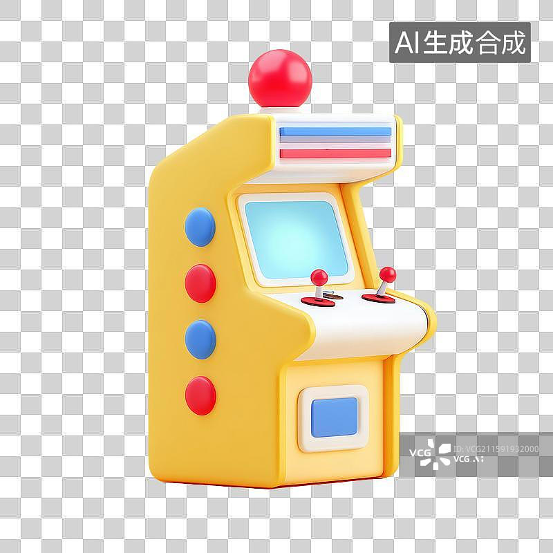 【AI数字艺术】3D卡通黄色游戏机图片素材