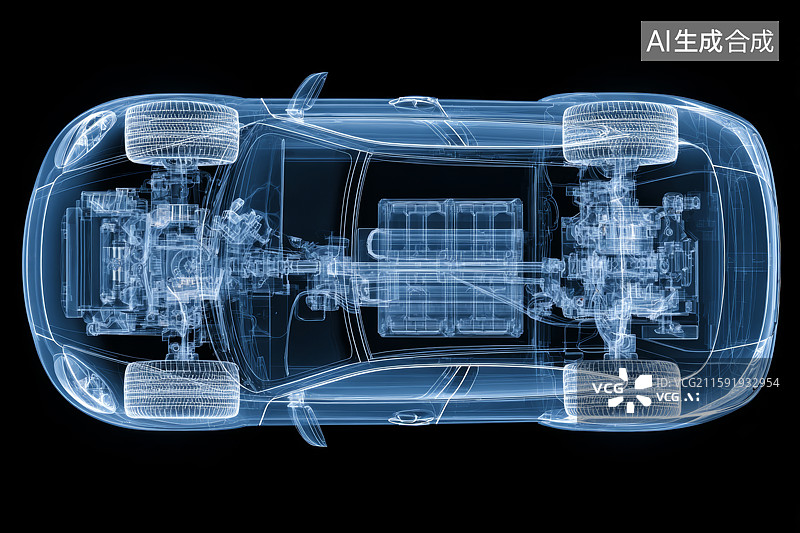 【AI数字艺术】汽车顶部X光透视图图片素材