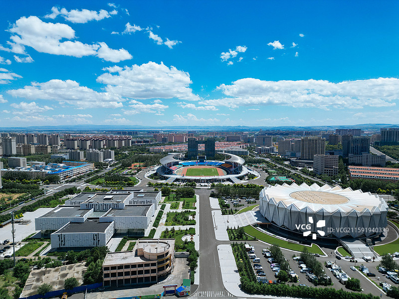 乌兰察布 集宁区 体育馆 白泉山 航拍图片素材