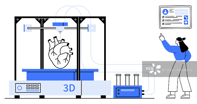 生物医学科学家观察三维打印的过程图片素材