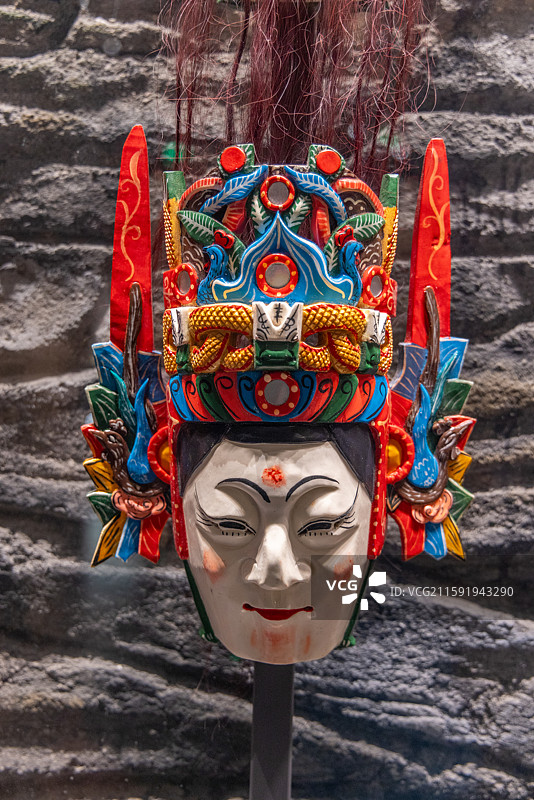 贵州省博物馆 现代 安顺地戏 《三国演义》人物木制面具图片素材