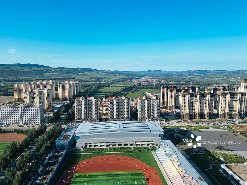 敖汉旗 新惠镇 石虎山 新惠路 新北村 航拍图片素材