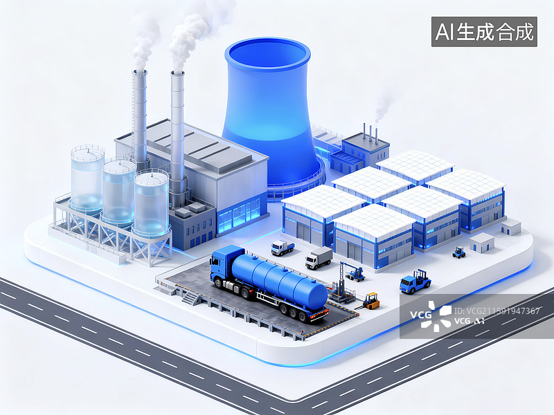 【AI数字艺术】污水处理工厂环保工程图片素材
