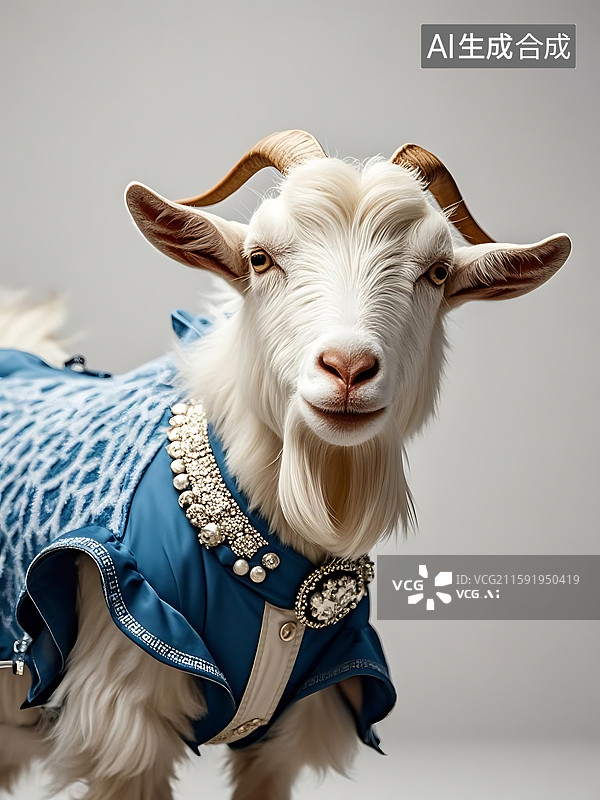 【AI数字艺术】十二生肖，时尚羊的写真图片素材