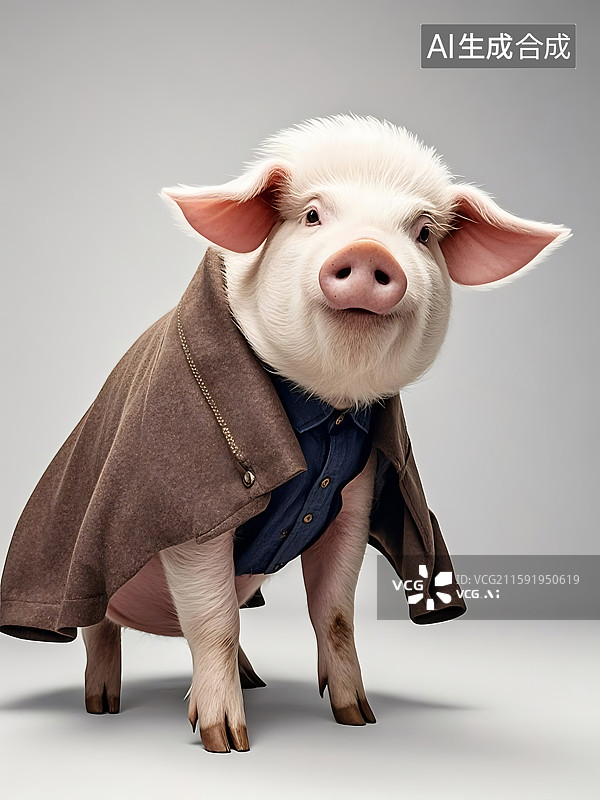【AI数字艺术】十二生肖，时尚猪的写真图片素材