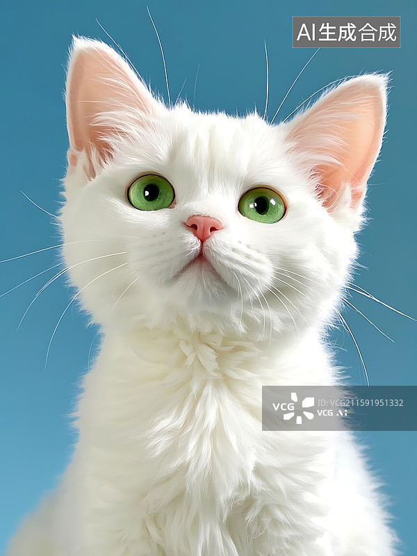 【AI数字艺术】可爱小白猫写真图片素材