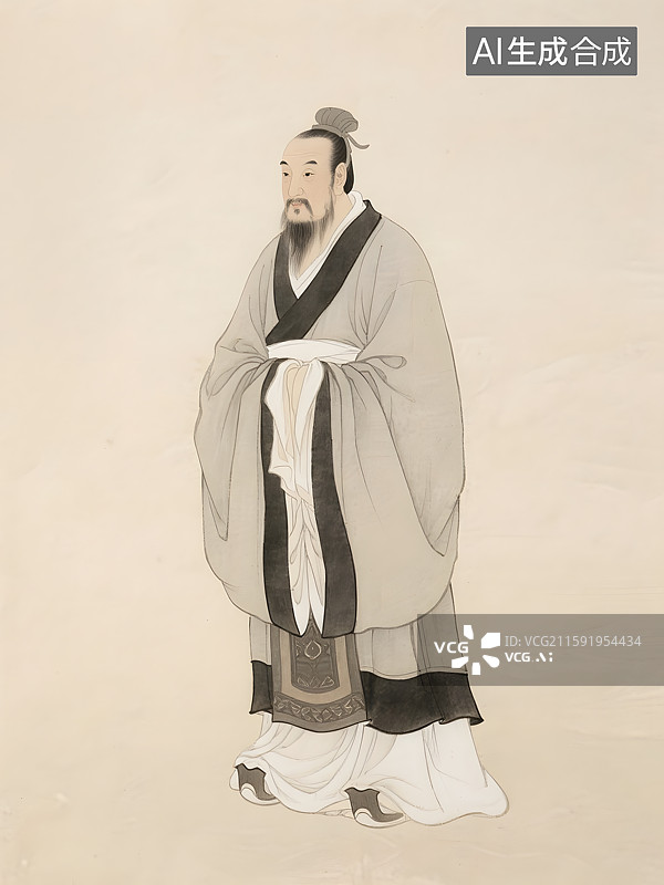 【AI数字艺术】古代名人肖像东汉末年医圣张仲景图片素材