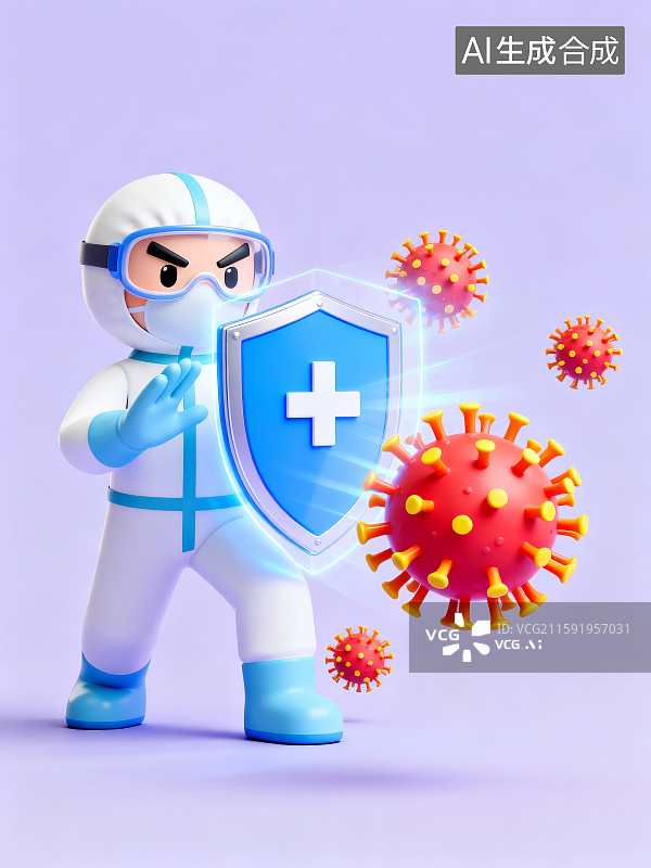 【AI数字艺术】医护人员盾牌抗击病毒图片素材