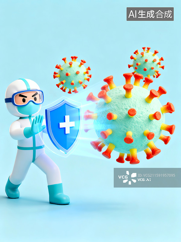 【AI数字艺术】医护人员盾牌抗击病毒图片素材