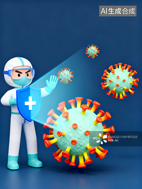 【AI数字艺术】医护人员盾牌抗击病毒图片素材