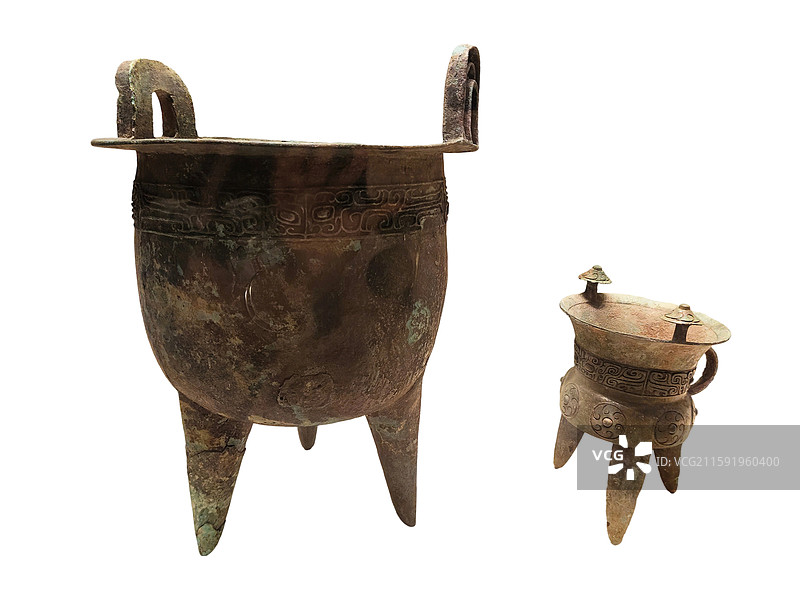 国家博物馆 公元前15世纪 青铜鼎 青铜斝 白底图图片素材