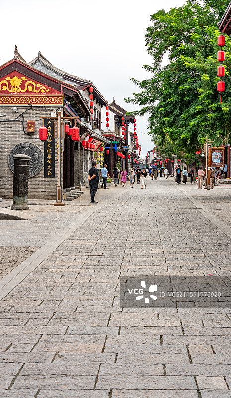 河北邯郸广府古城永年城南门城楼街景建筑景观图片素材