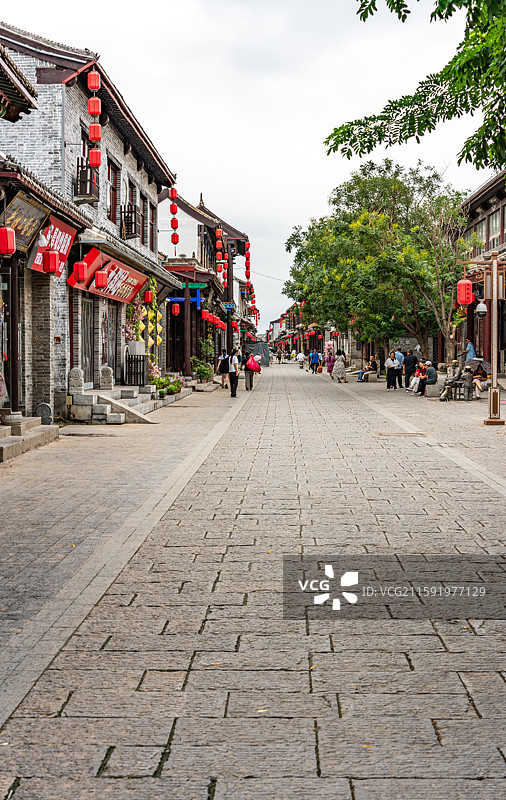 河北邯郸广府古城永年城南门城楼街景建筑景观图片素材