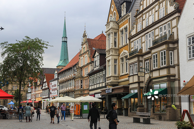 德国小镇哈默尔恩街景 特色的建筑图片素材