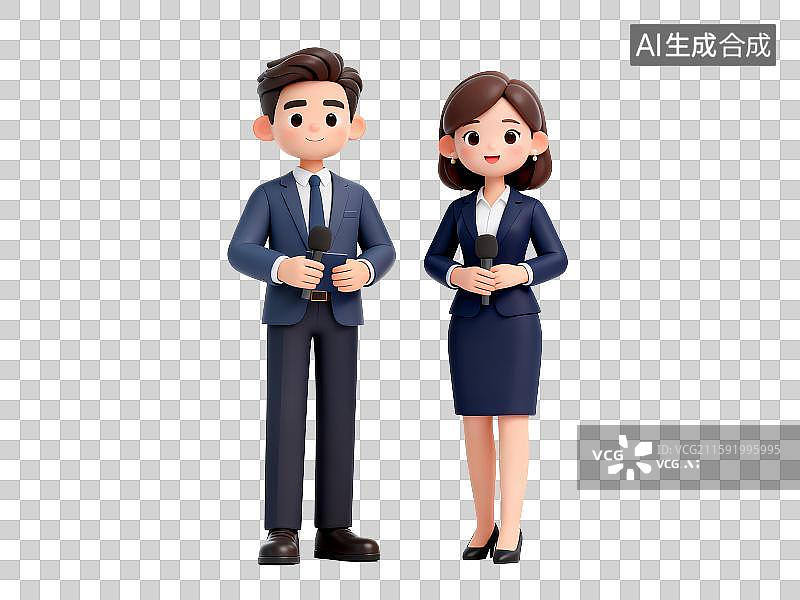 【AI数字艺术】3D免抠元素，一对主持人图片素材