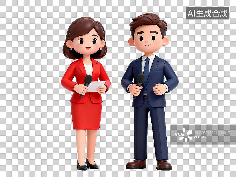 【AI数字艺术】3D免抠元素，一对主持人图片素材