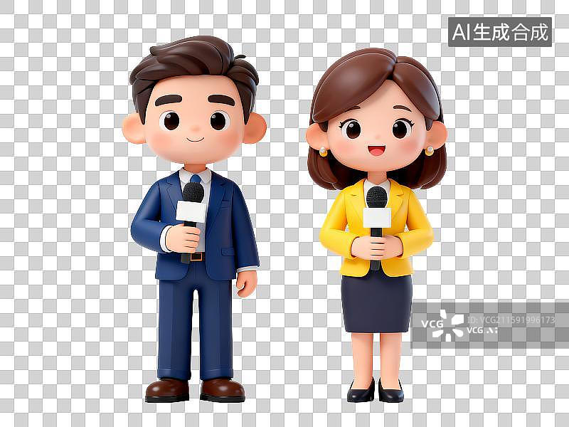 【AI数字艺术】3D免抠元素，一对主持人图片素材