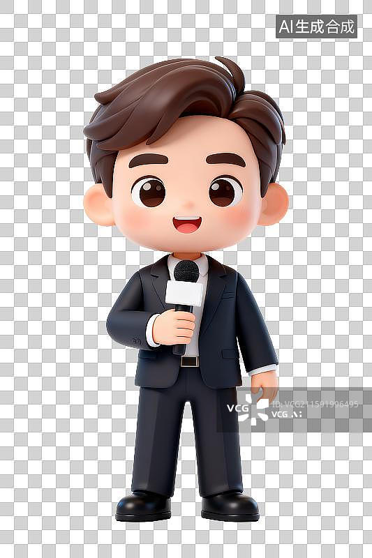 【AI数字艺术】3D免抠元素，一个男主持人图片素材