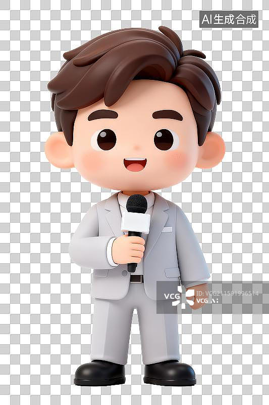 【AI数字艺术】3D免抠元素，一个男主持人图片素材