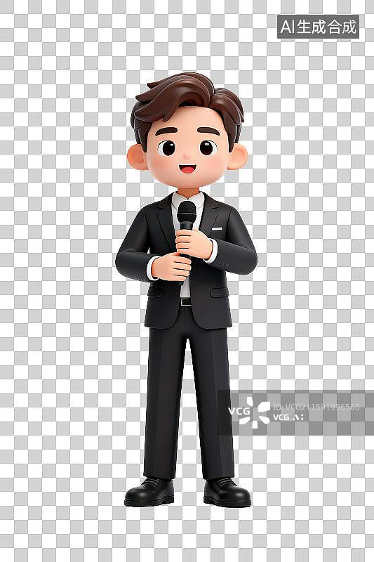 【AI数字艺术】3D免抠元素，一个男主持人图片素材