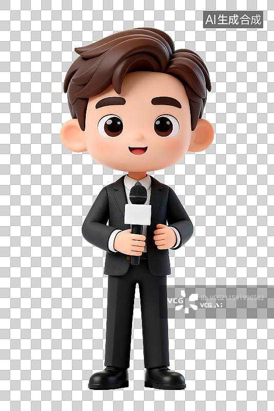 【AI数字艺术】3D免抠元素，一个男主持人图片素材