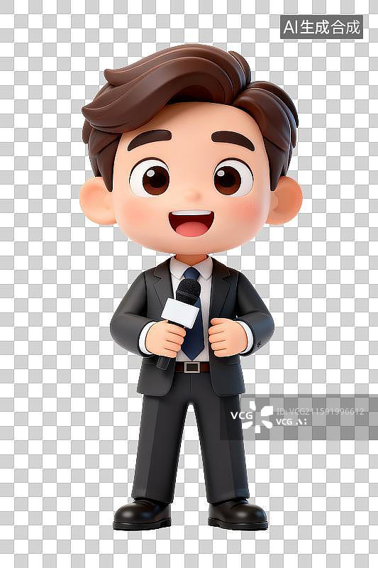 【AI数字艺术】3D免抠元素，一个男主持人图片素材