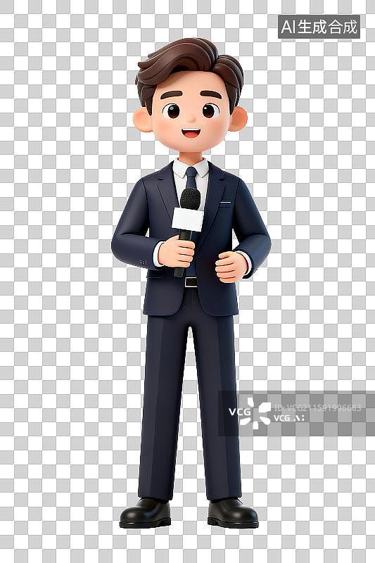 【AI数字艺术】3D免抠元素，一个男主持人图片素材