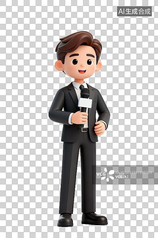 【AI数字艺术】3D免抠元素，一个男主持人图片素材