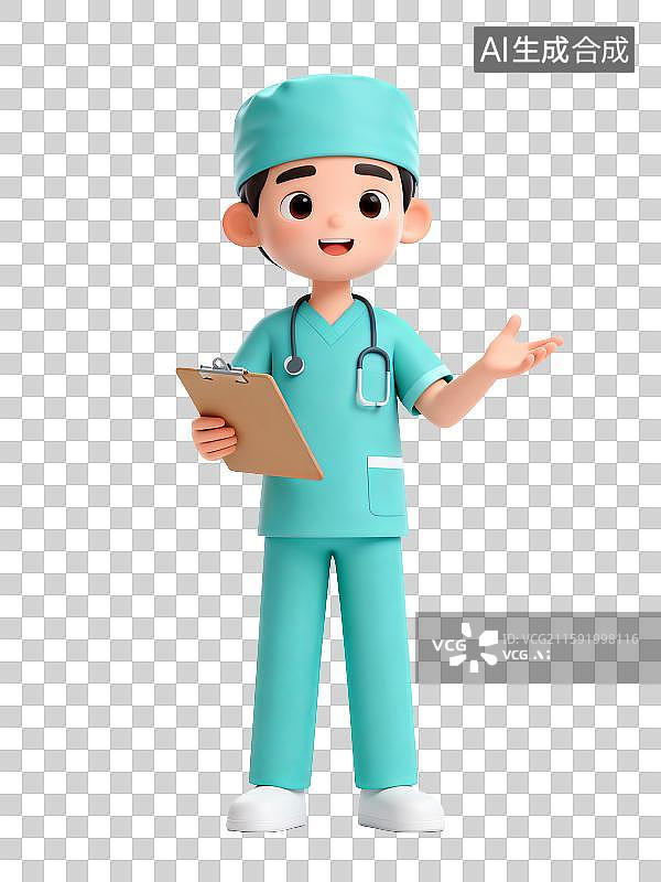【AI数字艺术】3D免抠元素，一个护工医护人员医生图片素材