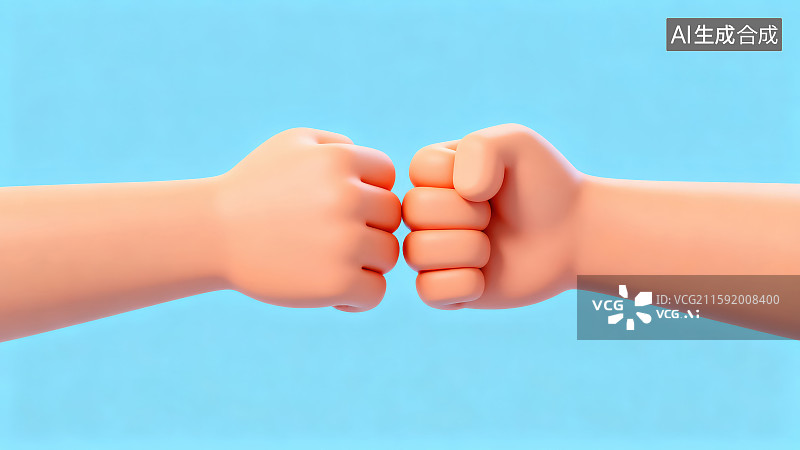 【AI数字艺术】纯色背景下卡通两个手在碰拳图片素材